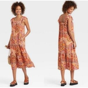 Knox Rose Flutter Short Sleeve A-Line Shift Midi Dress